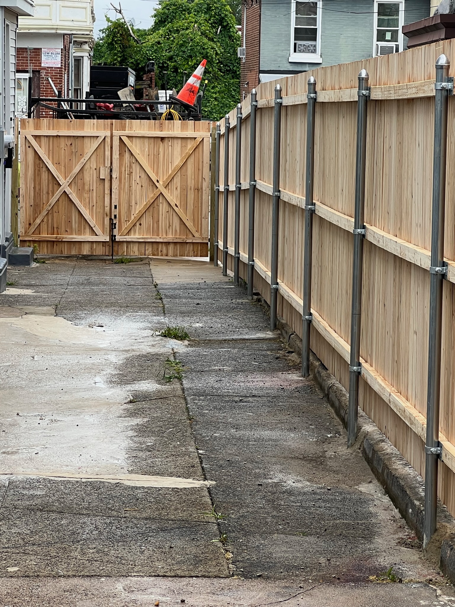 Backyard wood fence installation