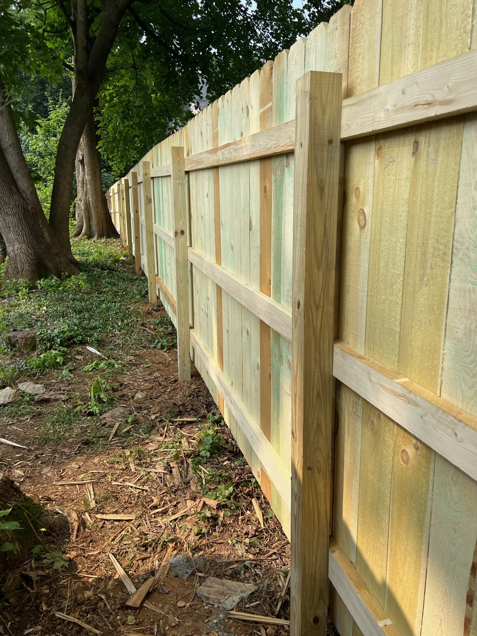 Wood fence installation 14